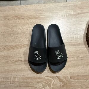 OVO owl logo Black Slide Sandals